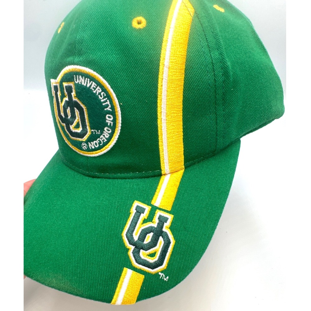 Vintage University of Oregon Ducks Hat Signatures Green Yellow College Ballcap